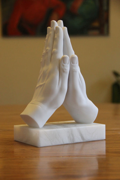 Praying Hands Sculpture High End Religious Marble Statue Alabaster